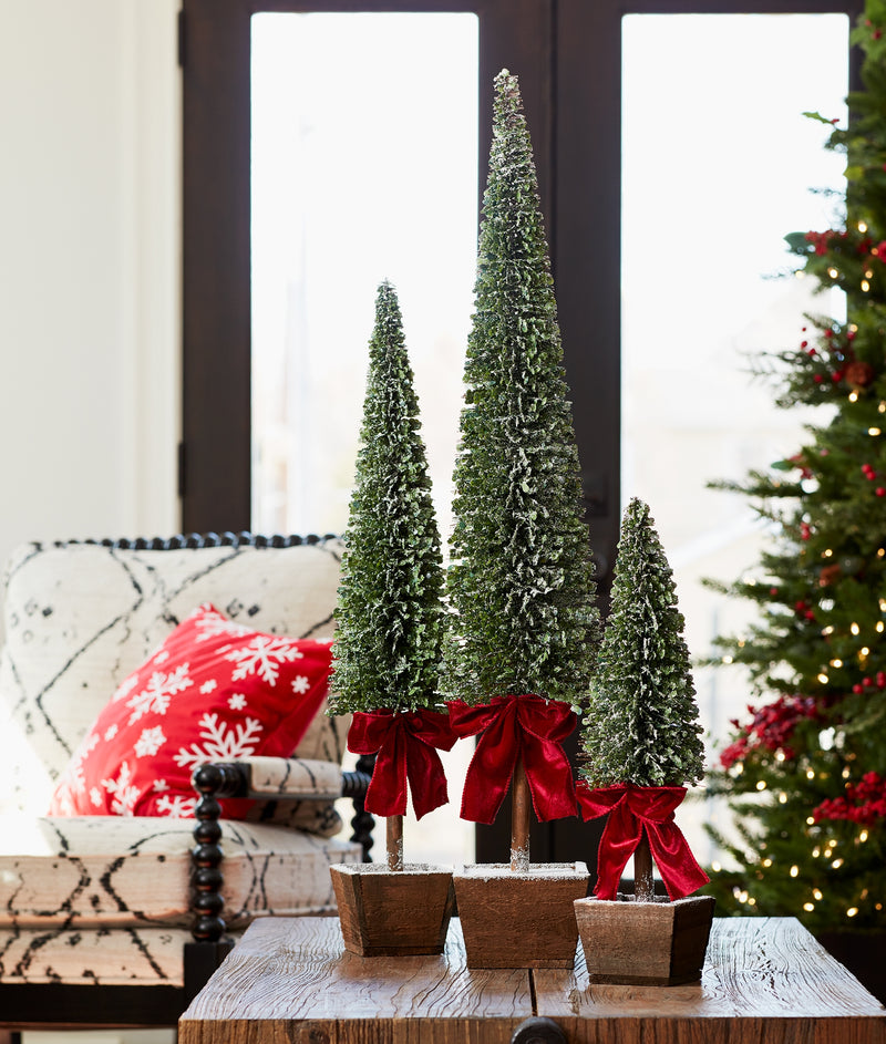 Potted Tree with Bows - Set of 3