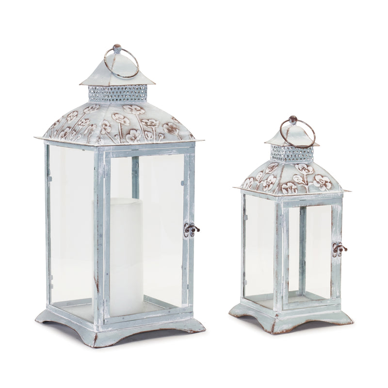 Grey Floral Metal Lantern - 3 Options