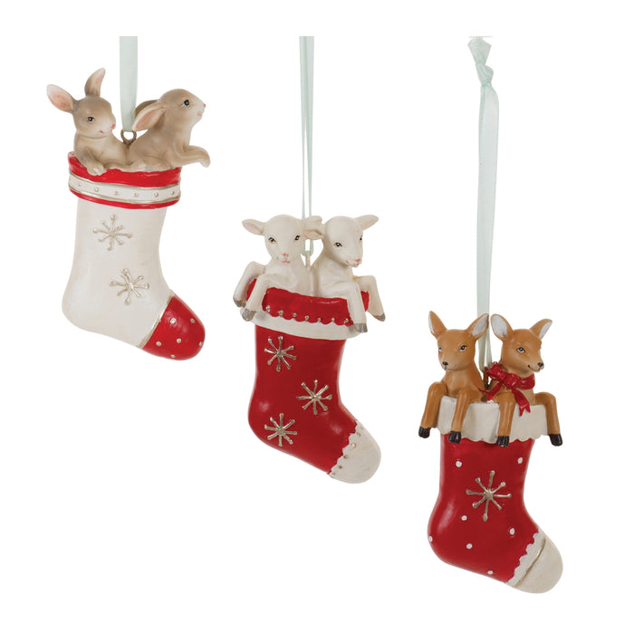 Stocking Ornament w/Animals - 3 Options