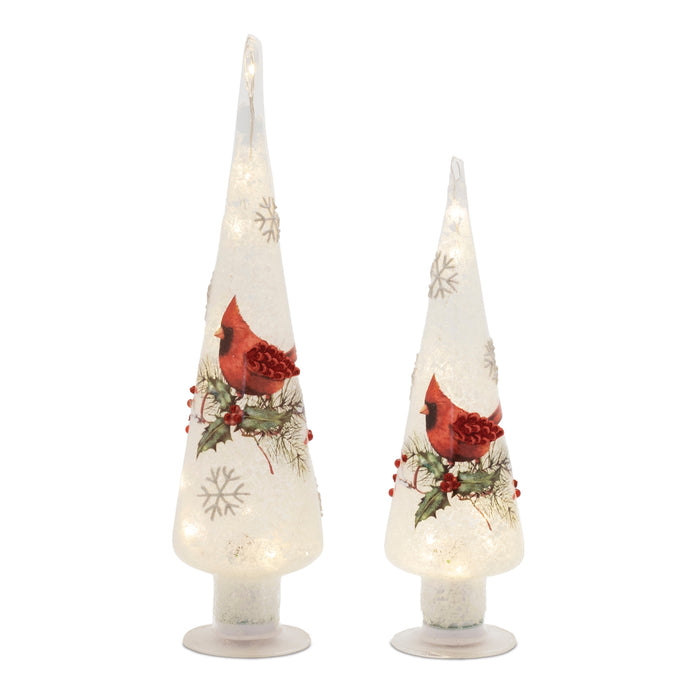 Light Up Tree w/Cardinal - Set of 2