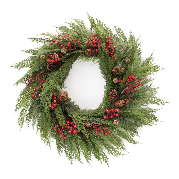 Pine and Berry Wreath - 30”
