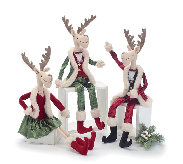 Fancy Reindeer Dressed In Velvet - Set of 3