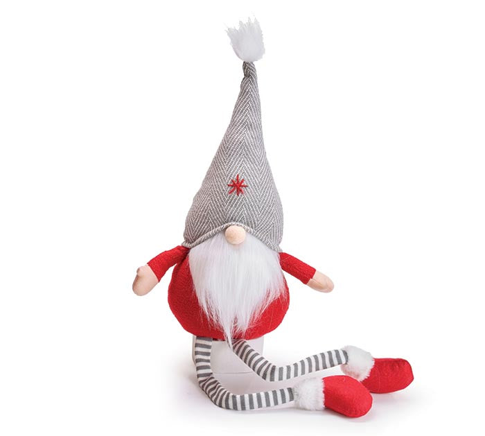 Red And Gray Plush Gnome Sitter