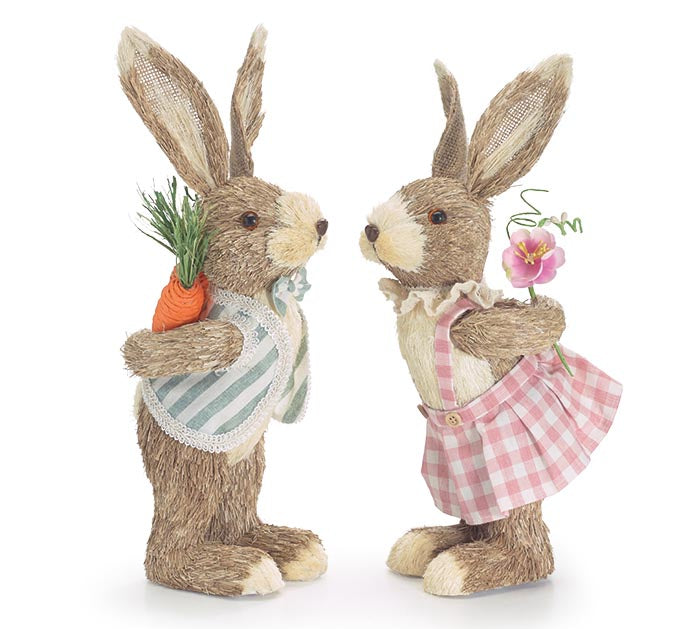 Sisal Bunny Couple Kissing - Set of 2