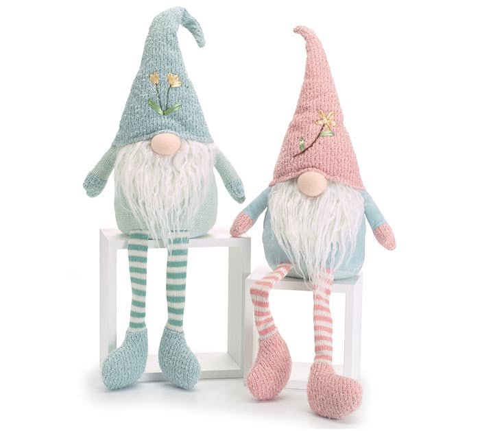 Pink And Teal Sitting Gnomes - 2 Colors
