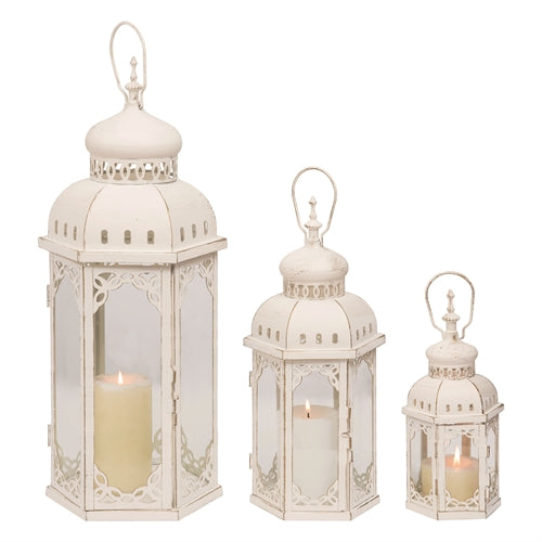 Metal White Lanterns- 3 Sizes
