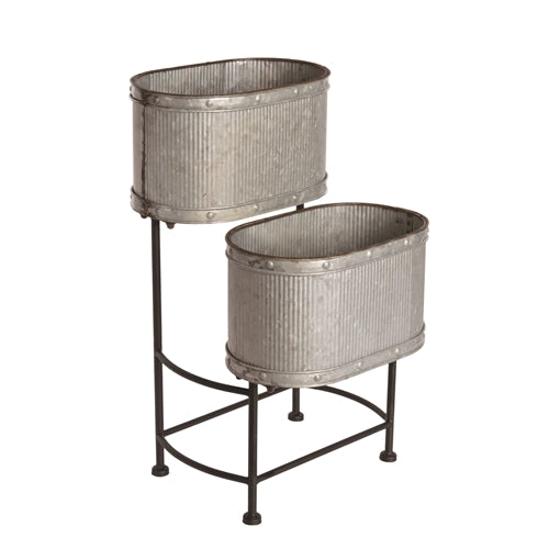 Metal Two Tier Planter with Stand