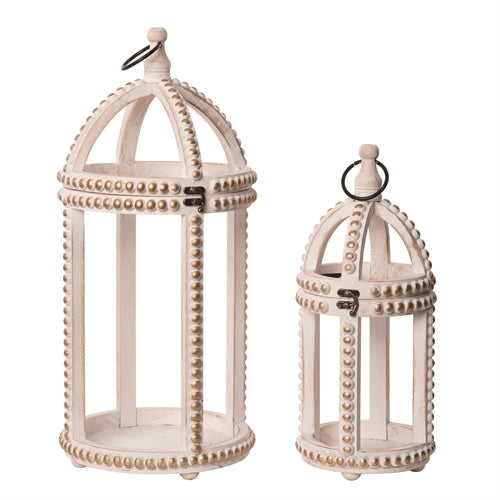 Wood Hobnail Cage Lantern -2 Sizes