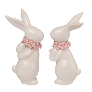 Delicate Flower Bunny Figurines - 2 Styles