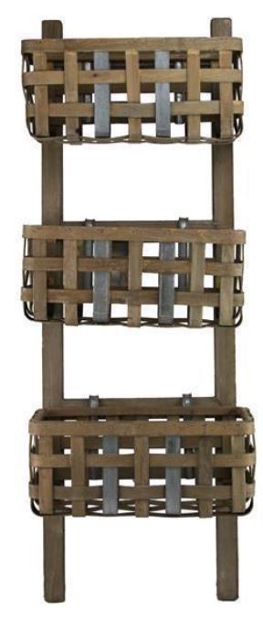 Wooden basket with woven design on a white background