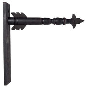 A collection of six different arrow hangers in various colors and materials, including black and white arrows, barnwood, metal scroll, black and cream, and architectural wood holder.
