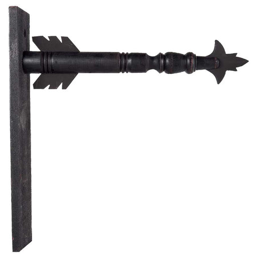 A collection of six different arrow hangers in various colors and materials, including black and white arrows, barnwood, metal scroll, black and cream, and architectural wood holder.