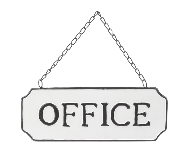 Black and White Enamel Office Sign