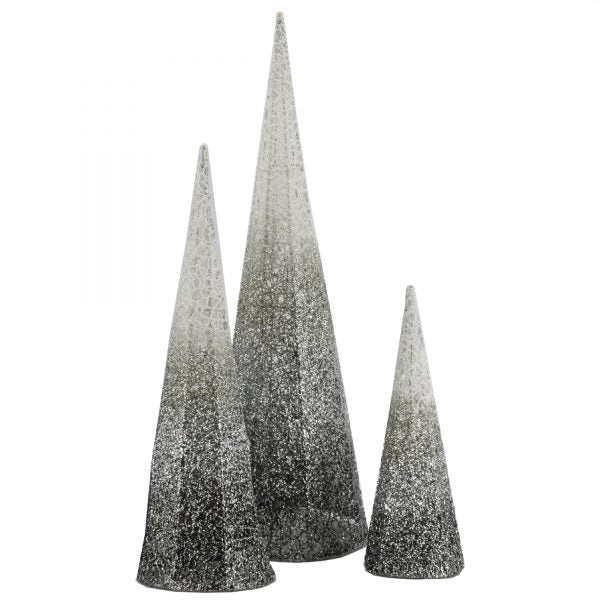 SILVER/WHITE CONE TREES - Set of 3