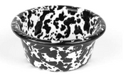 Black and white patterned ceramic bowl on a white background