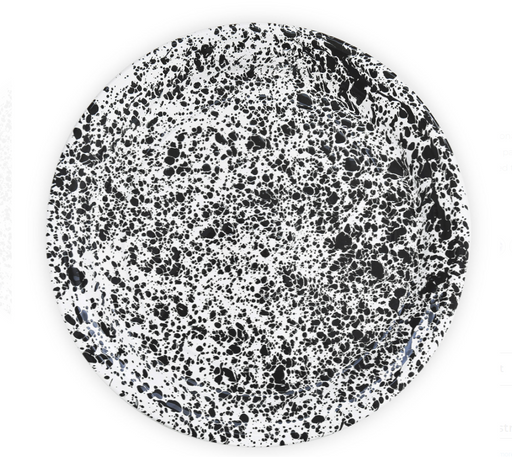 A 20-inch large round serving tray with a black and white splatter pattern.