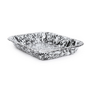 A small black and white splatter pattern roasting pan.