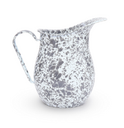 A gray and white splatter pattern enamel pitcher