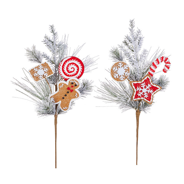 Flocked Gingerbread Pick - 3 Options
