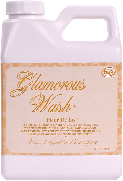 Glamorous Wash laundry detergent container with decorative label
