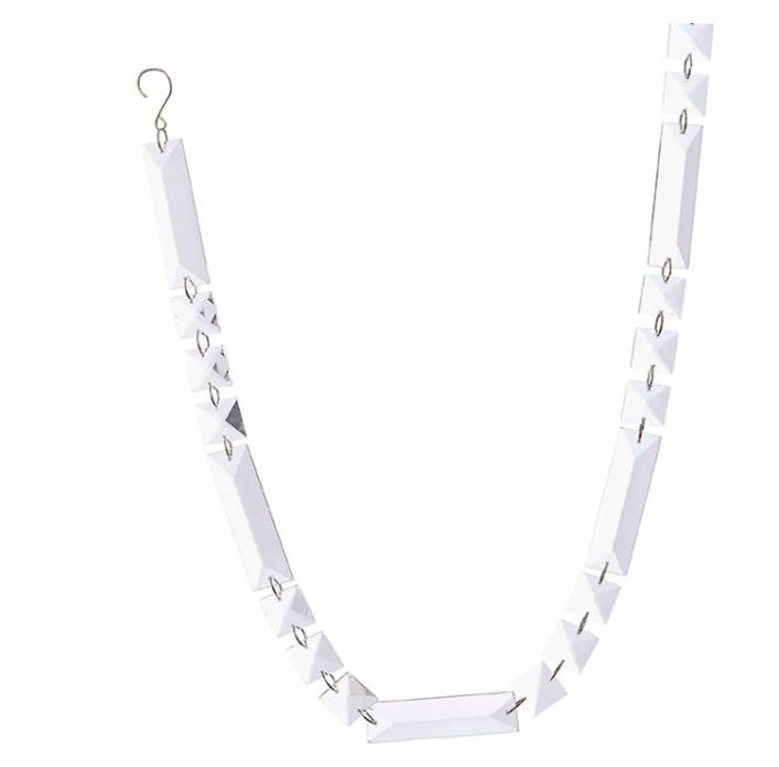 garland with geometric pendants on a white background