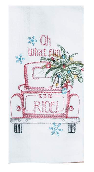 Fun to Ride Embroidered Flour Sack Towel