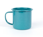 A blue pattern enamel mug