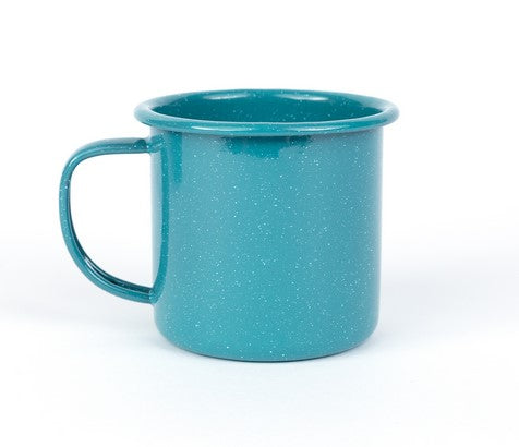 A blue pattern enamel mug