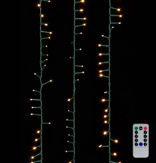 String lights with remote control on a black background