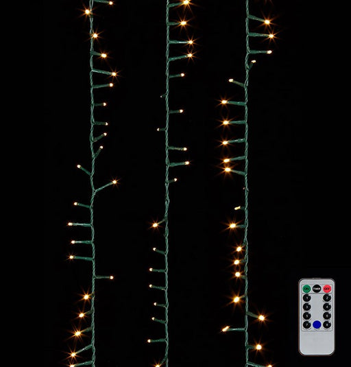 String lights with remote control on a black background