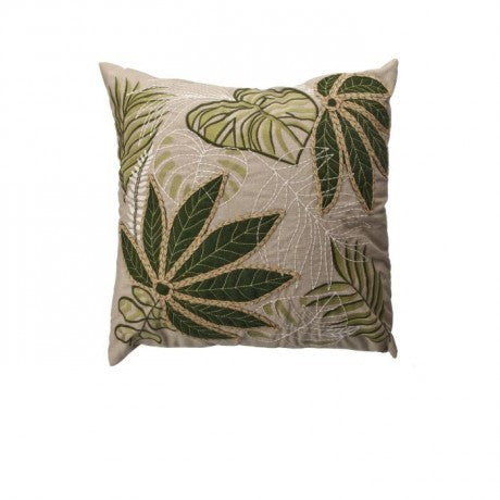 Embroidered Leaf Pillow