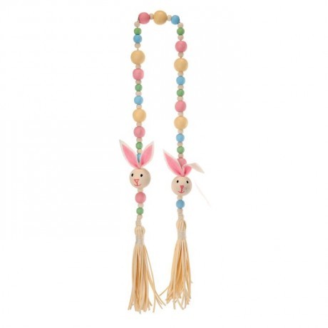 Wood Bead Bunny Tassel Banner- 32"