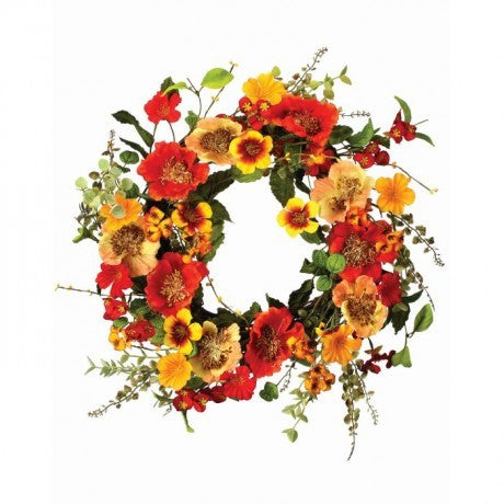 Mixed Poppy Wreath - 20"