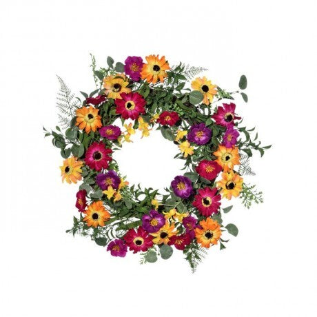 Mixed Zinnia Garden Wreath - 24"