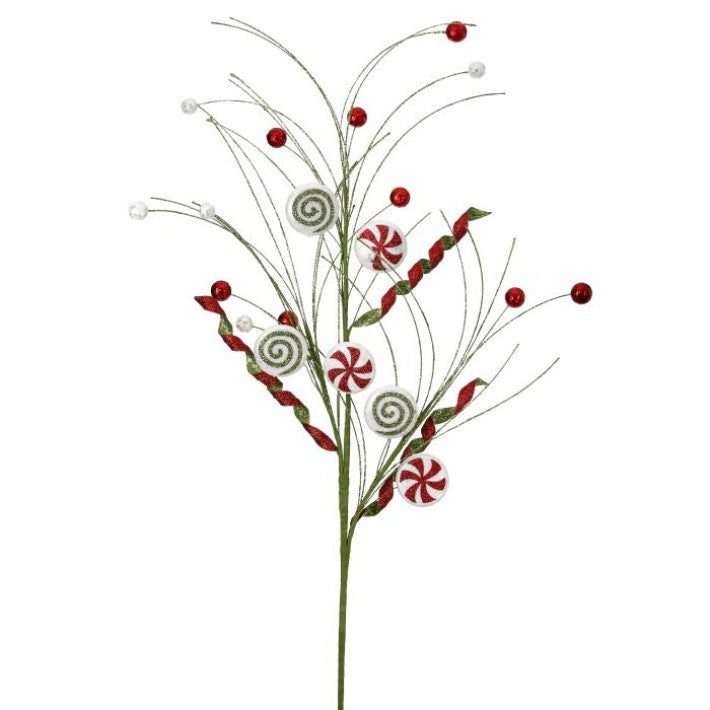 Glitter Peppermint Candy Curly Grass Spray - 2 Colors