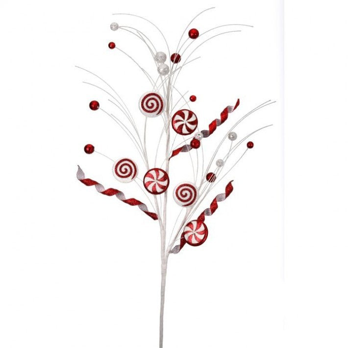 Glitter Peppermint Candy Curly Grass Spray - 2 Colors