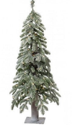 Faux Christmas tree with lights on a white background