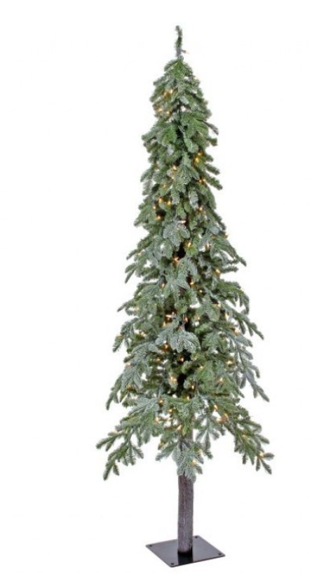 Faux Christmas tree with lights on a white background