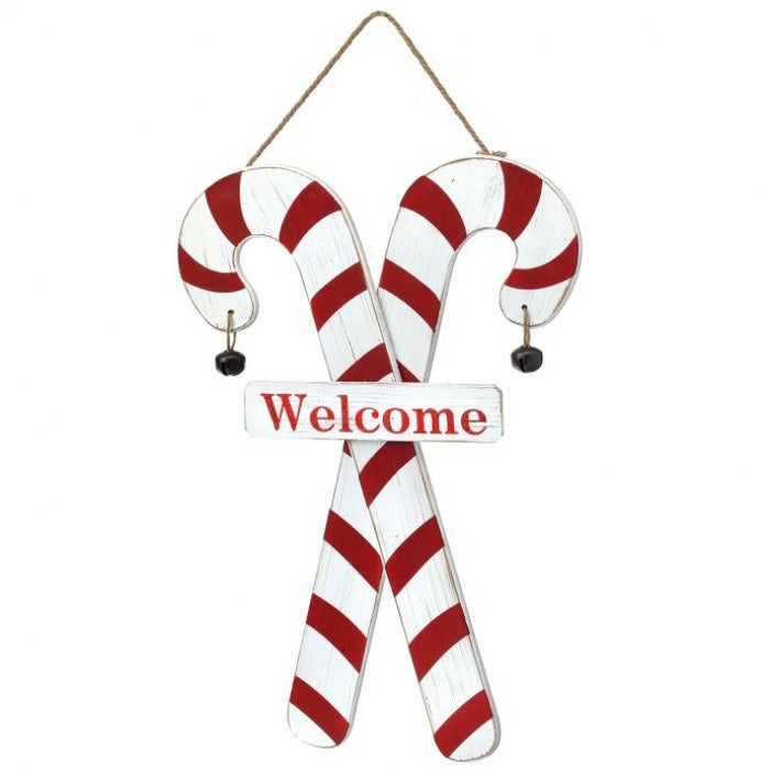 Candy Canes "Welcome" Hang Wall Piece