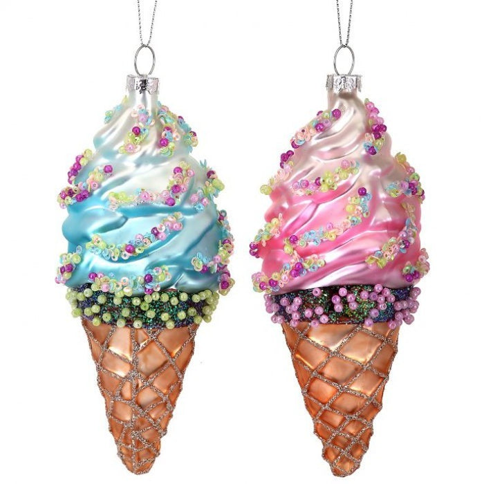 Soft Swirl Ice Cream Cone Ornament - 2 Styles
