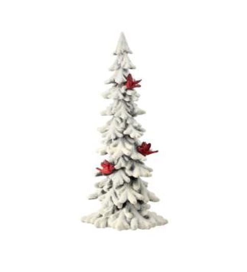 Snow Tree With Flying Cardinals