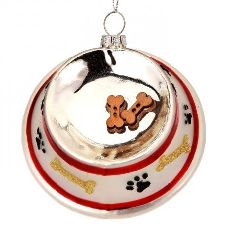 Glass Dog Bowl Ornament