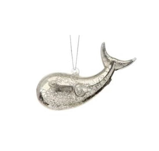 Mercury Glass Whale Ornament