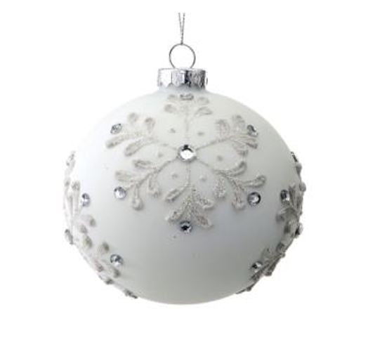 Glass Snow Jewel Snowflake Ball Ornament