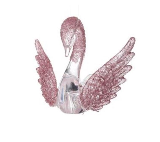 Pink Glitter Swan Ornament
