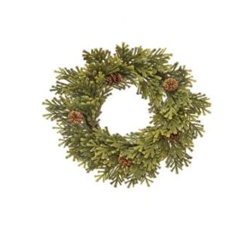 Mini Spruce With Flocked Cones Wreath - 24"