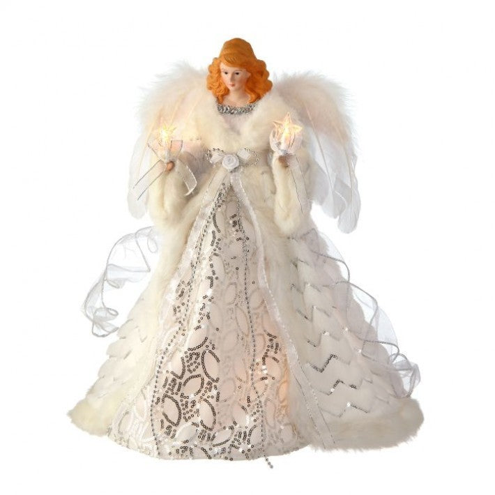 White Silver Angel Tree Topper