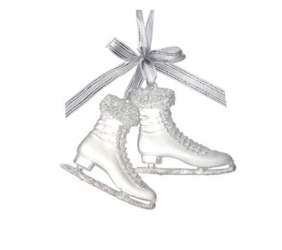 Frosted Ice Skate With Bow Ornament