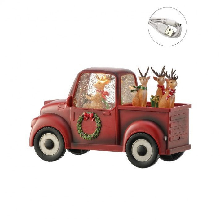 Reindeer Truck Lighted Water Lantern