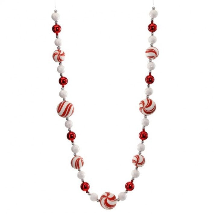 Beaded Peppermint Metallic Ball Garland - 48"